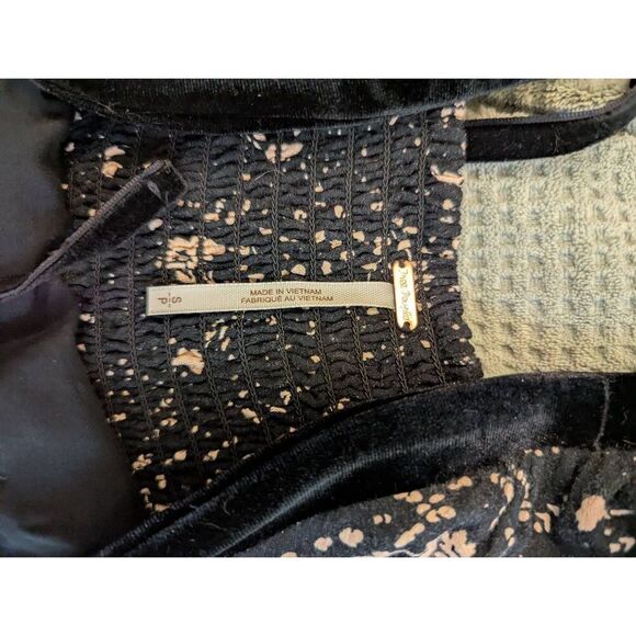 Free People Women's Size Small Black Floral Tess Square Neck Mini Dress - Picture 4 of 8